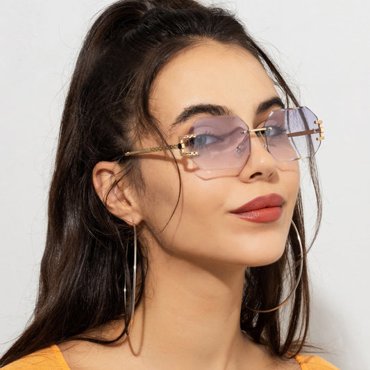 Gafas de sol con adorno sin marco moda Mujer