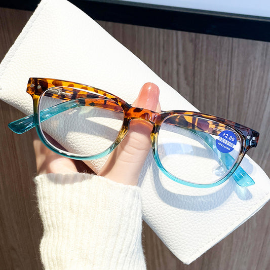 Gafas Mujer Anti Luz Azul Contraste Tofu Pudding Estampado Leopardo