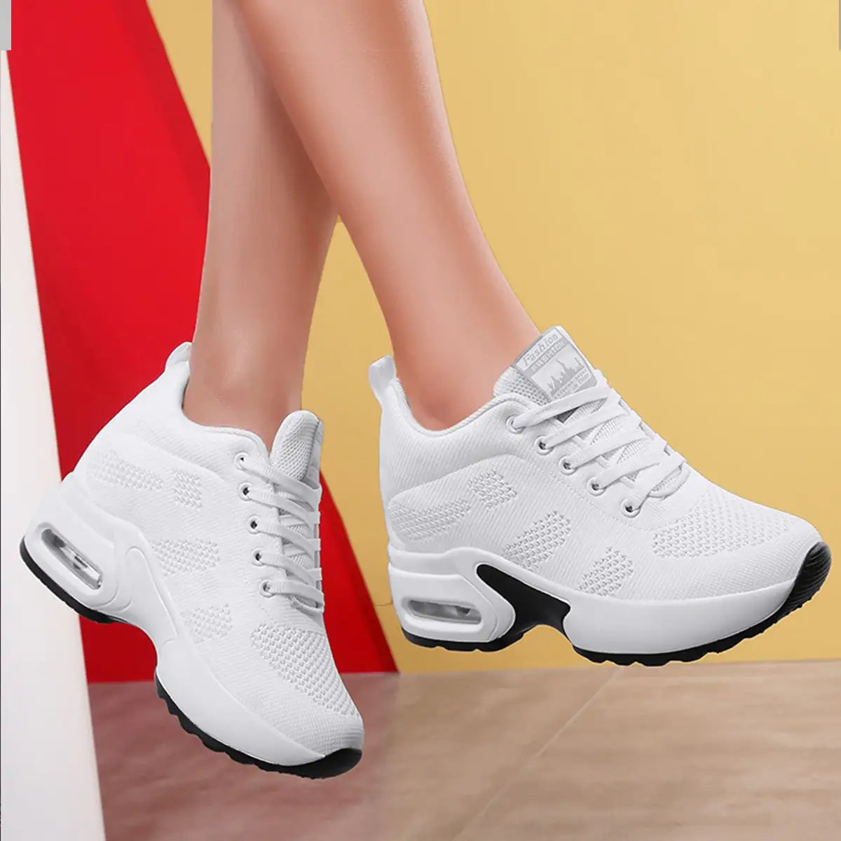 Zapatos de plataforma de punto con cordones para mujer casual