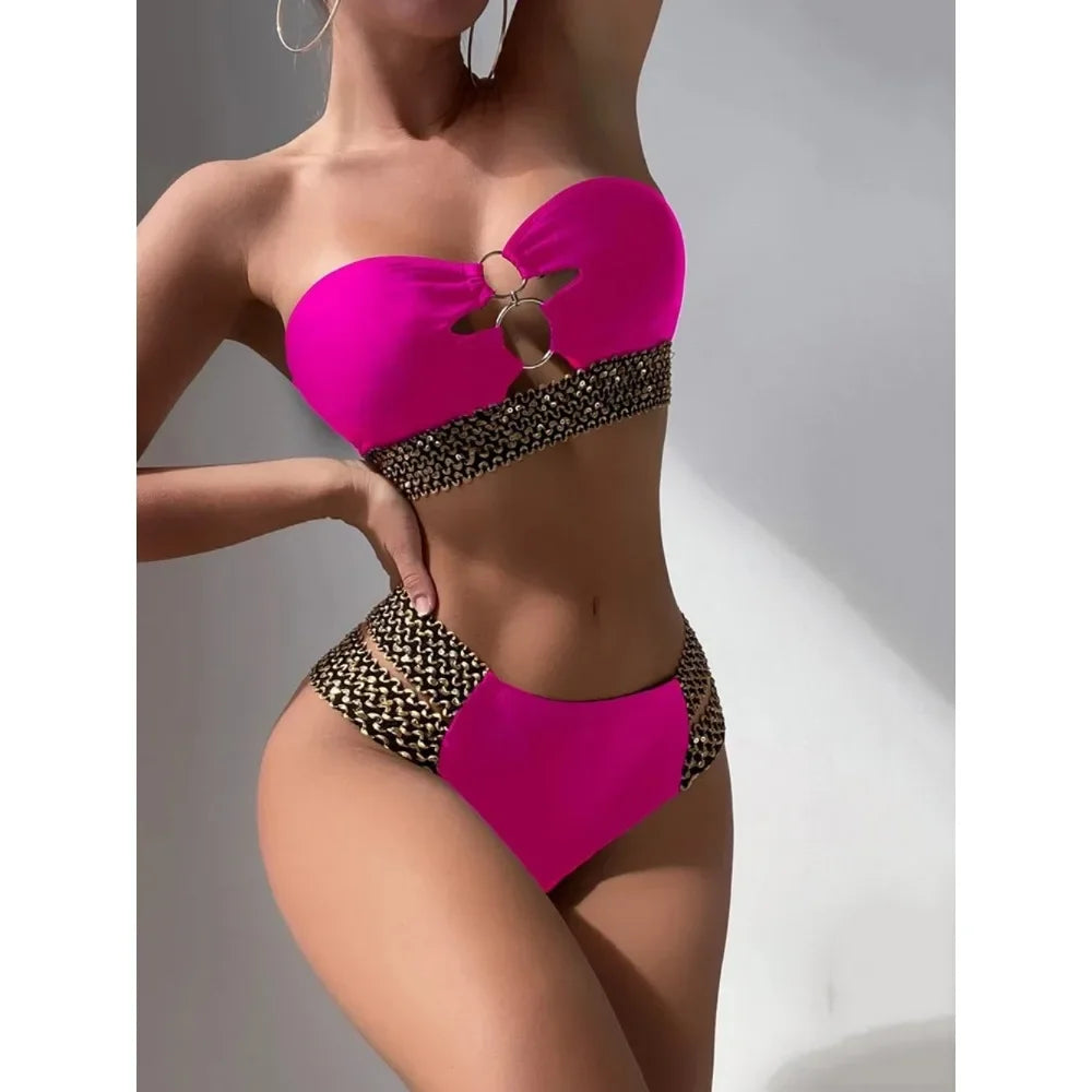 Conjunto de Bikini Sin Tirantes de Dos Piezas