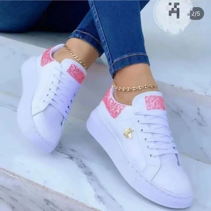 Zapatos de cuero casuales Punta redonda con cordones para mujer