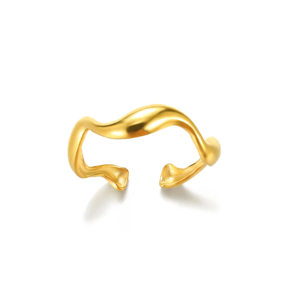 Anillos de acero inoxidable para mujeres Color dorado Nunca se desvanece