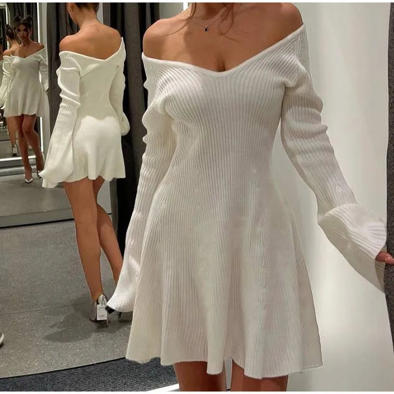 Vestido de punto en liquidación Mujer Moda Manga larga