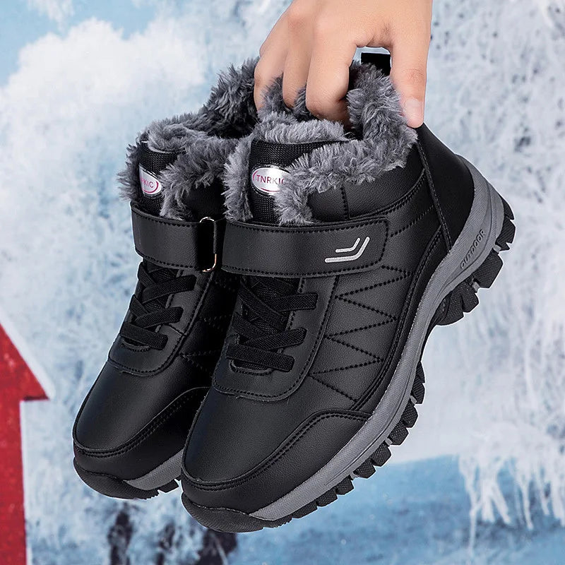 Botas de invierno para mujer Zapatos de caña alta Cuero impermeable