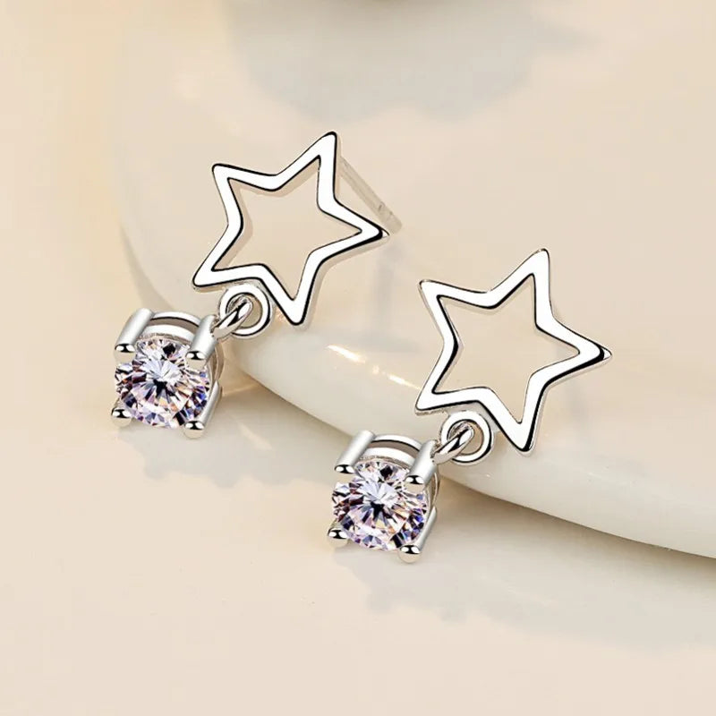 Pendientes de Plata de Ley 925 Aro Doble con Charm Original