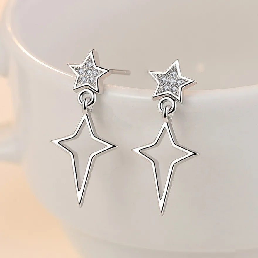 Pendientes de Plata de Ley 925 Aro Doble con Charm Original