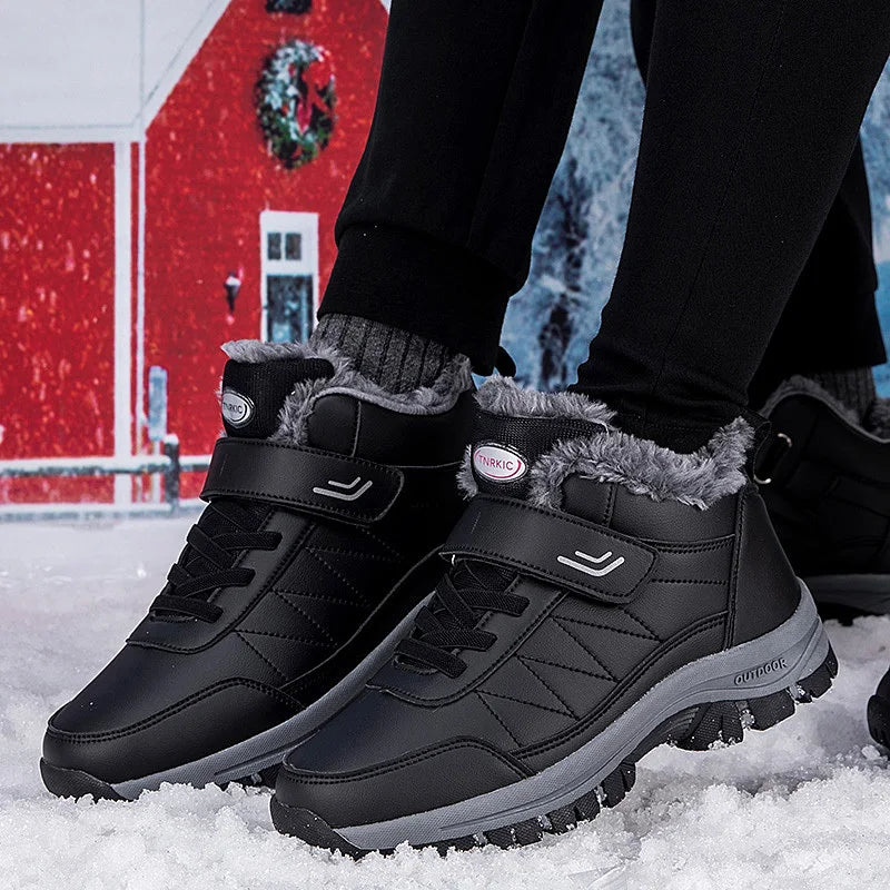 Botas de invierno para mujer Zapatos de caña alta Cuero impermeable