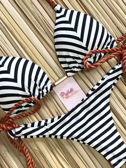 Conjunto de bikini a rayas Traje de baño Mujer