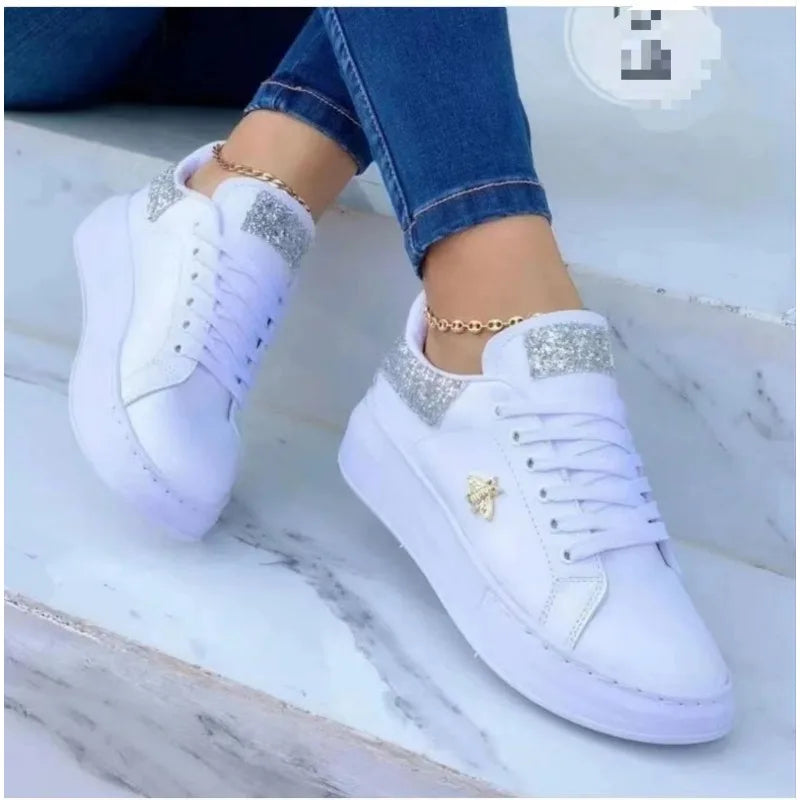 Zapatos de cuero casuales Punta redonda con cordones para mujer