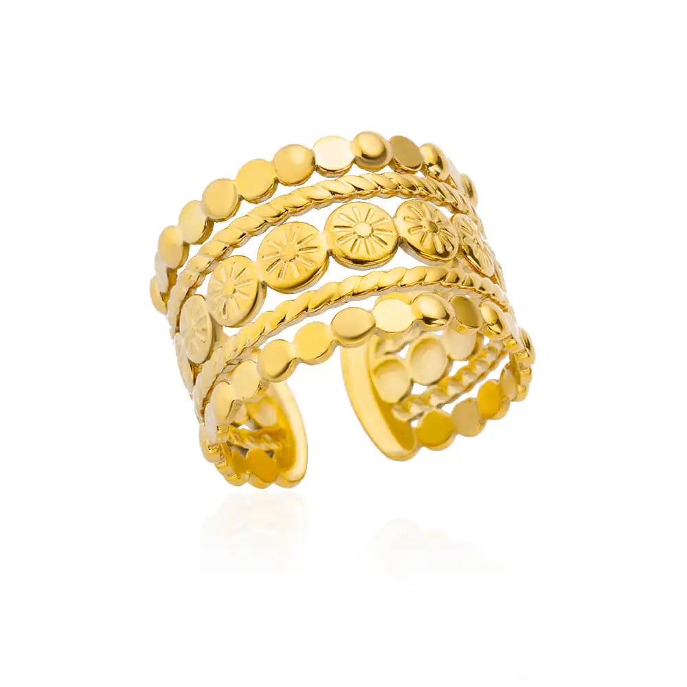 Anillos de acero inoxidable para mujeres Color dorado Nunca se desvanece