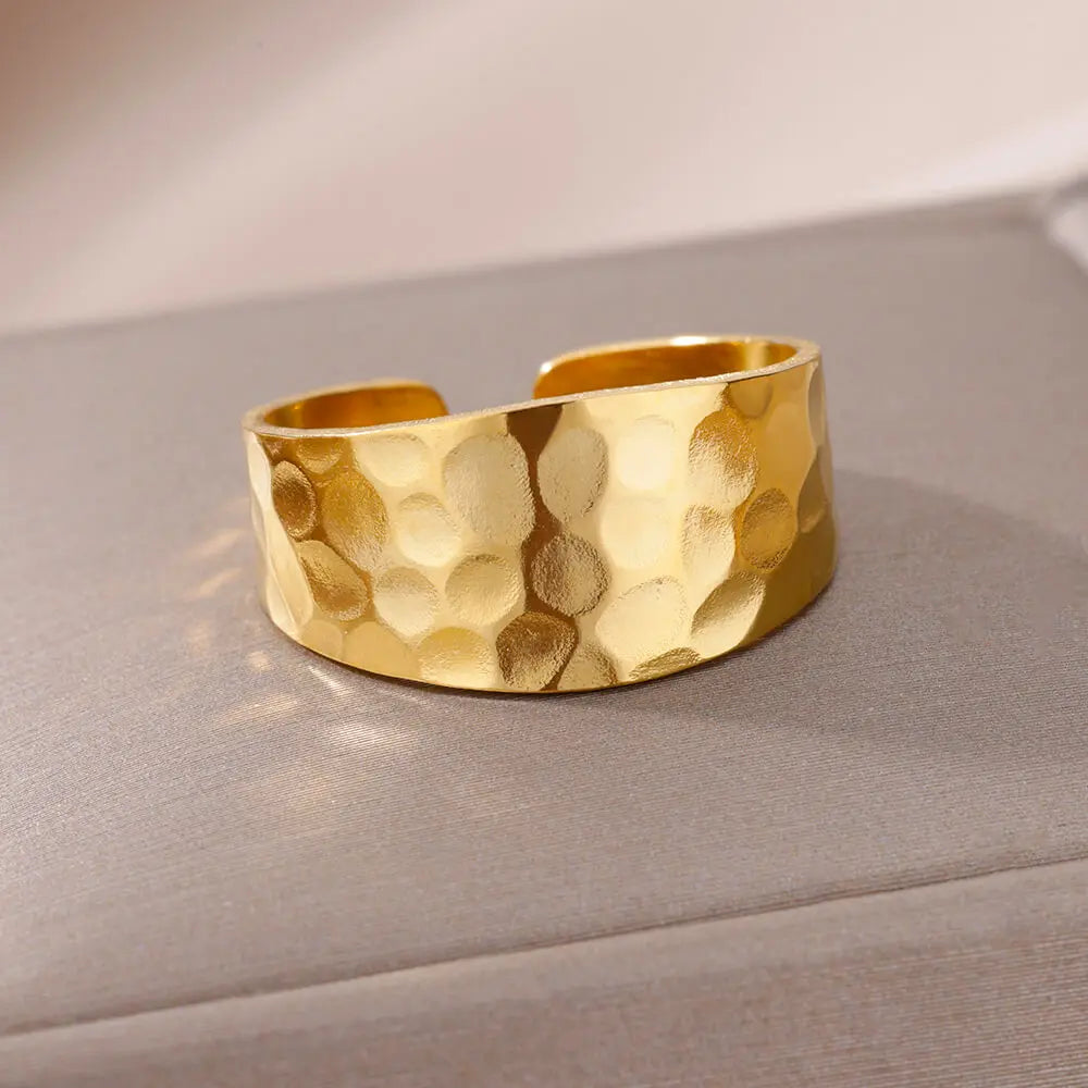 Anillos de acero inoxidable para mujeres Color dorado Nunca se desvanece