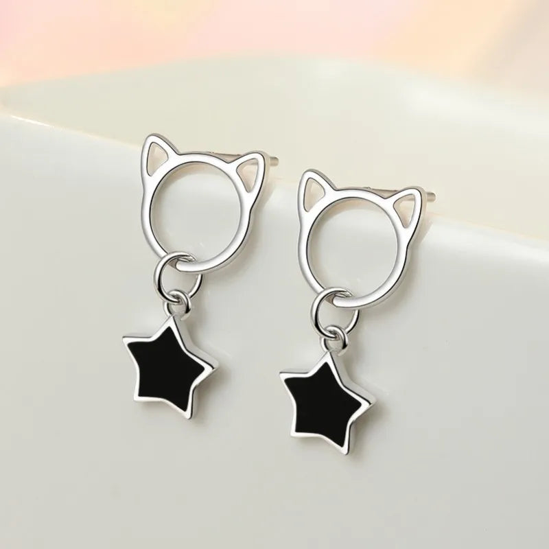 Pendientes de Plata de Ley 925 Aro Doble con Charm Original