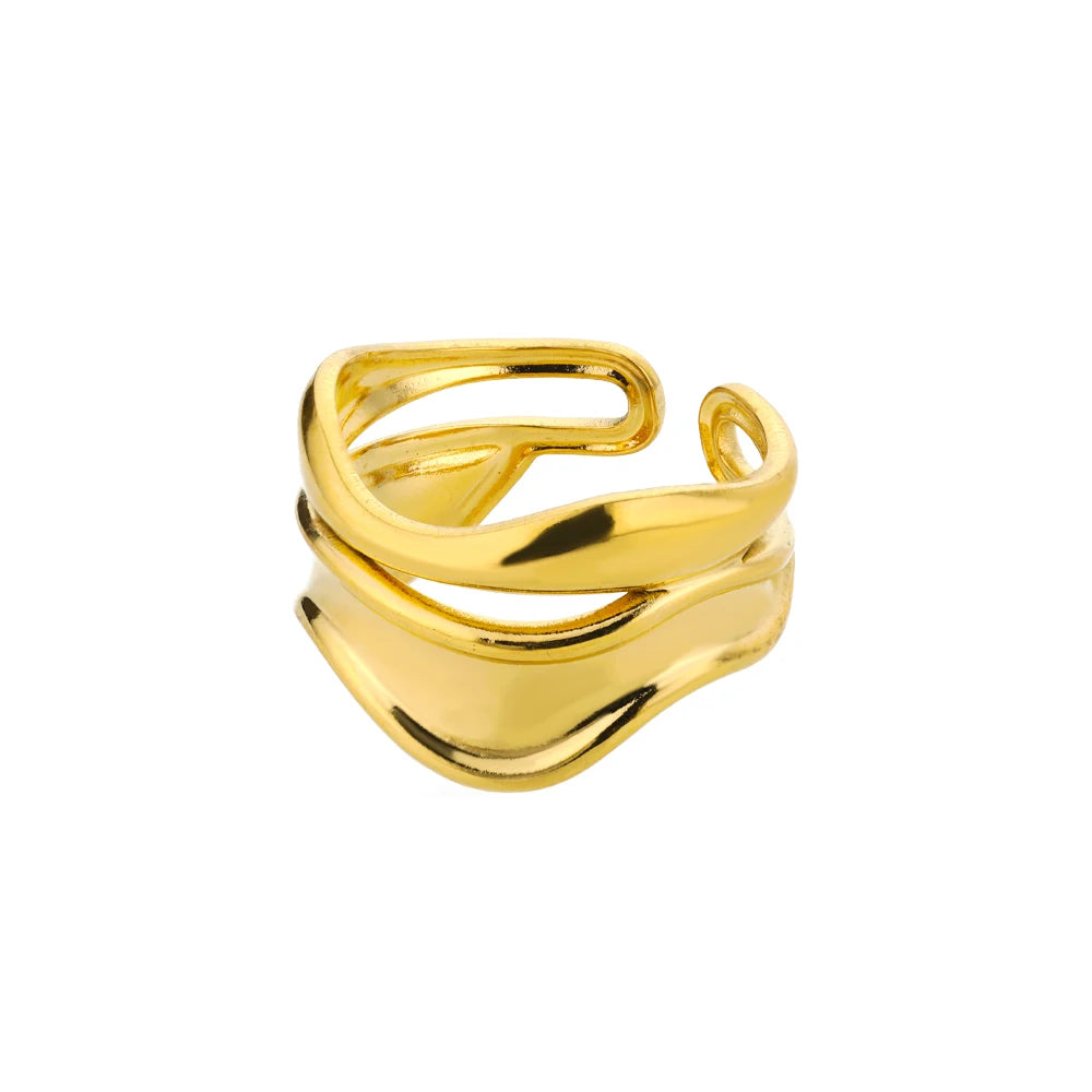 Anillos de acero inoxidable para mujeres Color dorado Nunca se desvanece