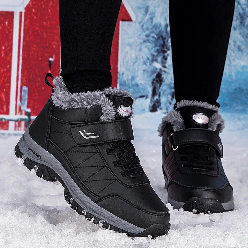 Botas de invierno para mujer Zapatos de caña alta Cuero impermeable