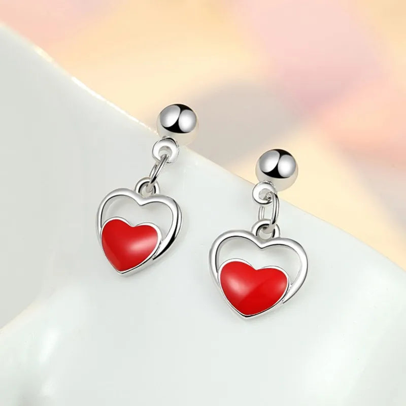 Pendientes de Plata de Ley 925 Aro Doble con Charm Original