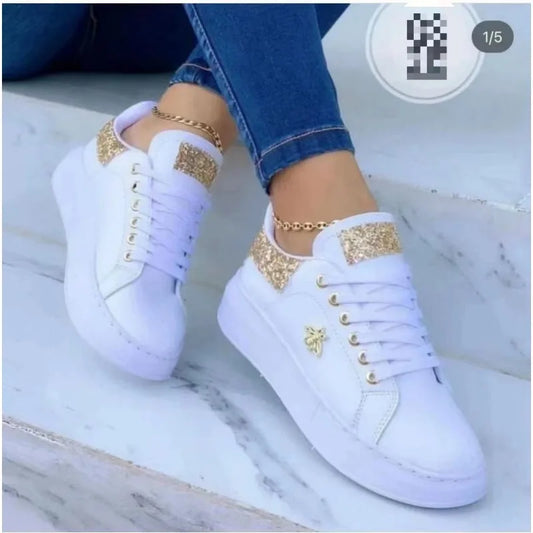 Zapatos de cuero casuales Punta redonda con cordones para mujer