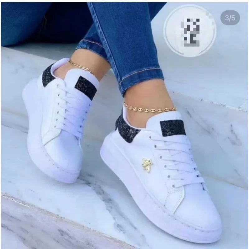 Zapatos de cuero casuales Punta redonda con cordones para mujer