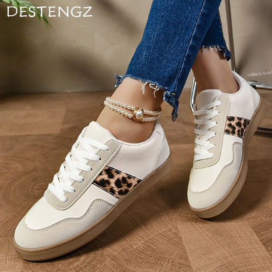 Zapatillas deportivas casuales de mujer Leopardo, moda cómoda para camina