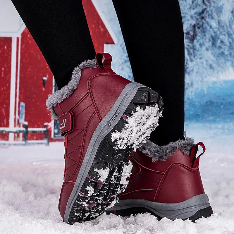 Botas de invierno para mujer Zapatos de caña alta Cuero impermeable